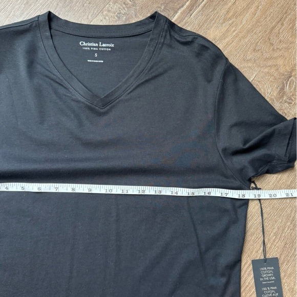 Christian Lacroix Mens Black V Neck T Shirt Pima Cotton Size S - Picture 5 of 7